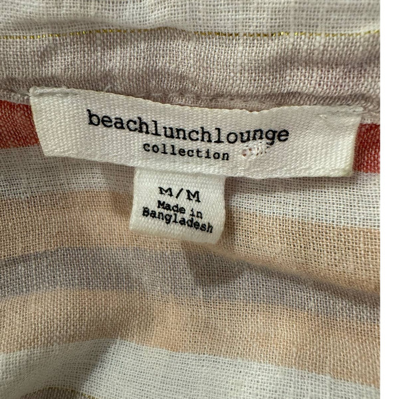 beachlunchlounge Linen Striped Button Down Shirt - Size M - Picture 7 of 8